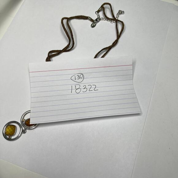 Lia Sophia necklace signed costume jewelry suede gray in silver tone setting - Picture 13 of 13